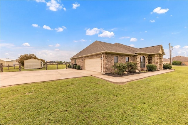 6997 Shirley Rd, Bryan, TX 77808 - view of front facade featuring concrete driveway, brick siding, roof with shingles, and a garage
