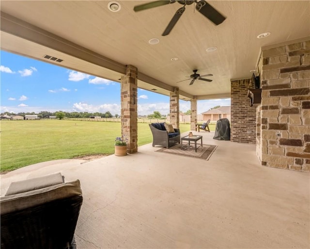 6997 Shirley Rd, Bryan, TX 77808 - view of patio with ceiling fan and an outdoor hangout area