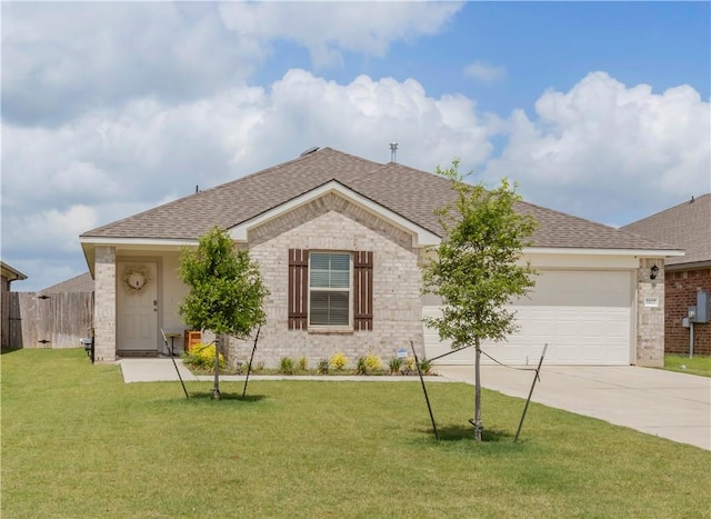 2412 Divot Ln, Navasota, TX 77868 - ranch-style home featuring driveway, roof with shingles, a garage, and brick siding