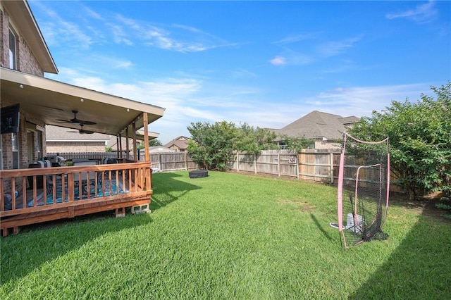 4143 Shallow Creek Loop, College Station, TX 77845 - view of yard with ceiling fan and a wooden deck