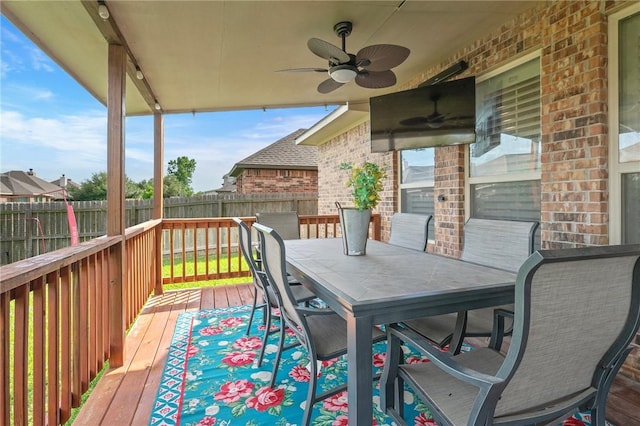 4143 Shallow Creek Loop, College Station, TX 77845 - deck with a ceiling fan and outdoor dining space