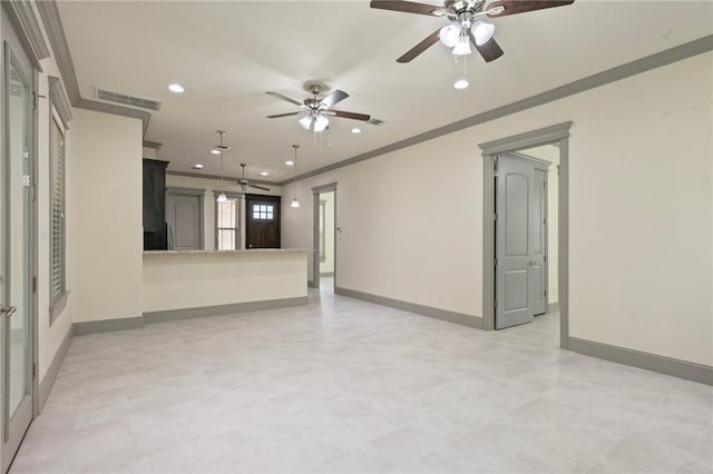 5217 Ruddy Duck Dr, College Station, TX 77845 - unfurnished room with a ceiling fan, recessed lighting, and crown molding