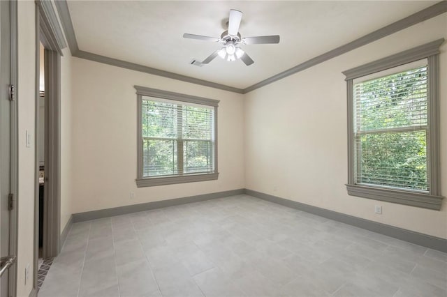 5217 Ruddy Duck Dr, College Station, TX 77845 - empty room with ornamental molding and ceiling fan