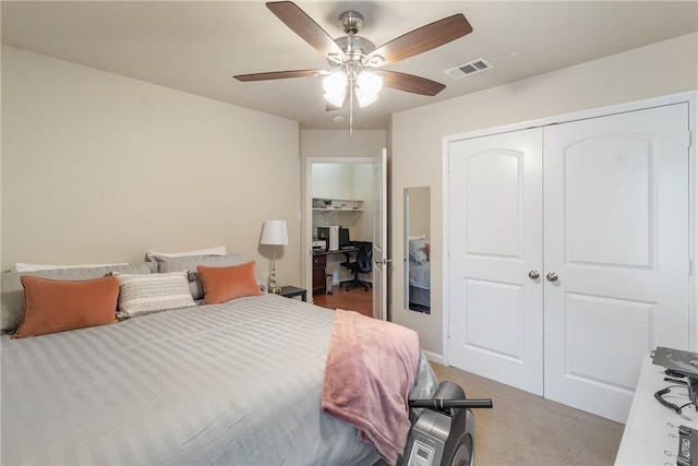 4205 Cripple Creek Ct, College Station, TX 77845 - bedroom featuring a closet, ceiling fan, and carpet