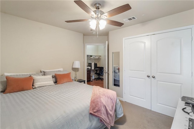 4205 Cripple Creek Ct, College Station, TX 77845 - carpeted bedroom featuring a closet and ceiling fan