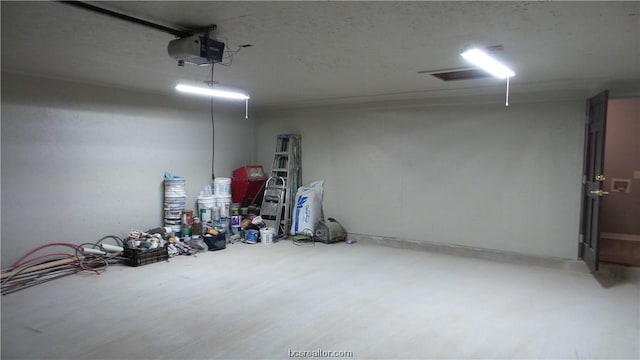 garage with a garage door opener