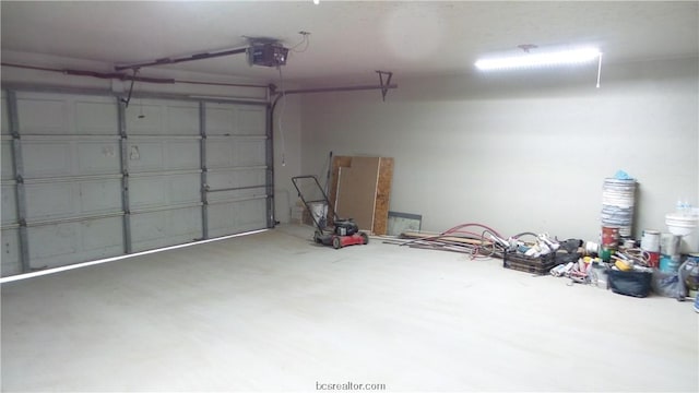 garage with a garage door opener