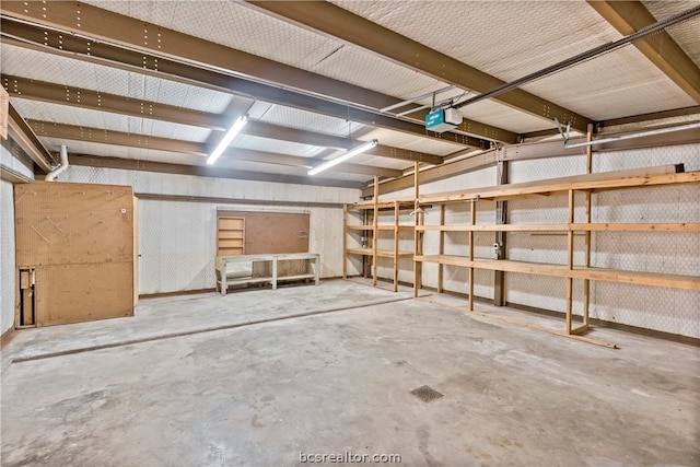 interior space with a garage door opener