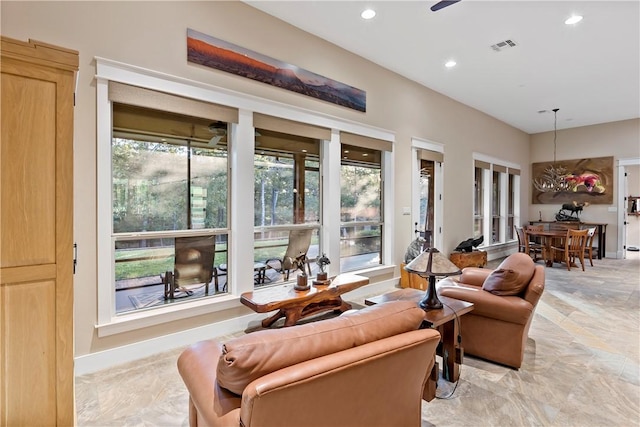 living room featuring plenty of natural light