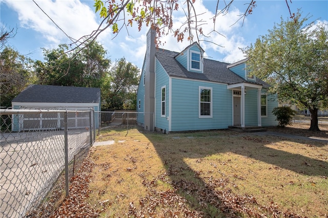 view of home's exterior with a lawn