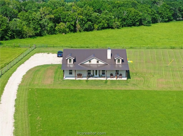 aerial view featuring a rural view