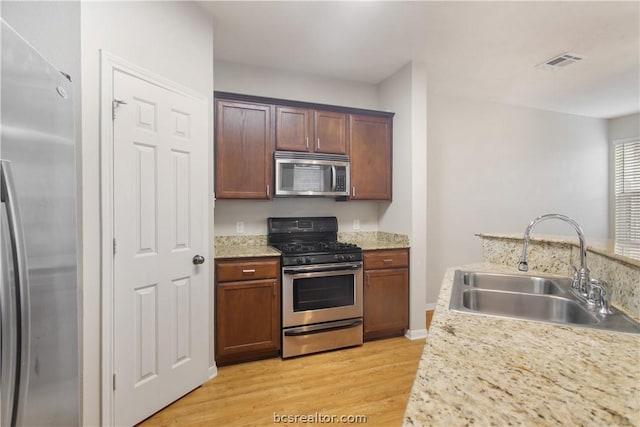 kitchen featuring light hardwood / wood-style floors, sink, and stainless steel appliances