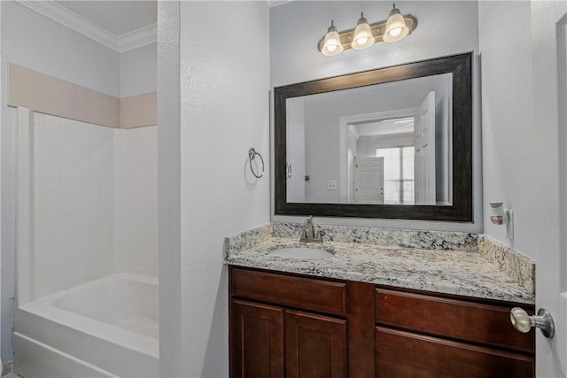 801 Luther St W Unit 106, College Station, TX 77840 - full bath with ornamental molding, vanity, and tub / shower combination