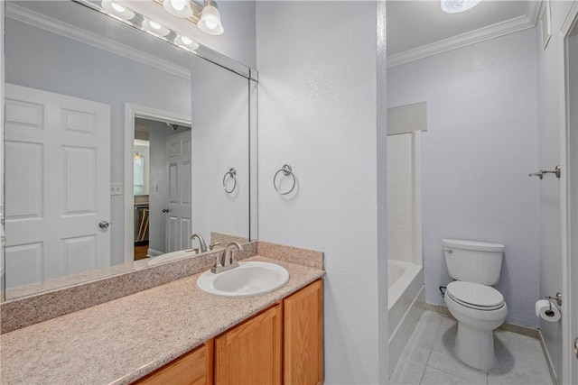 801 Luther St W Unit 106, College Station, TX 77840 - bathroom with crown molding, vanity, tile patterned floors, and shower / tub combination