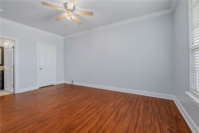 801 Luther St W Unit 106, College Station, TX 77840 - unfurnished bedroom featuring crown molding, wood finished floors, and ceiling fan
