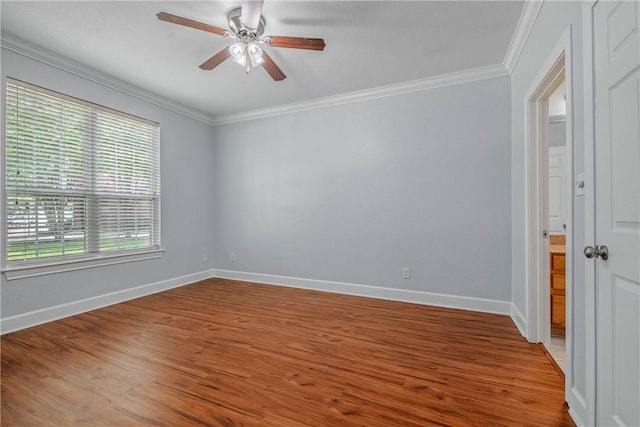 801 Luther St W Unit 106, College Station, TX 77840 - spare room featuring crown molding, a ceiling fan, and wood finished floors