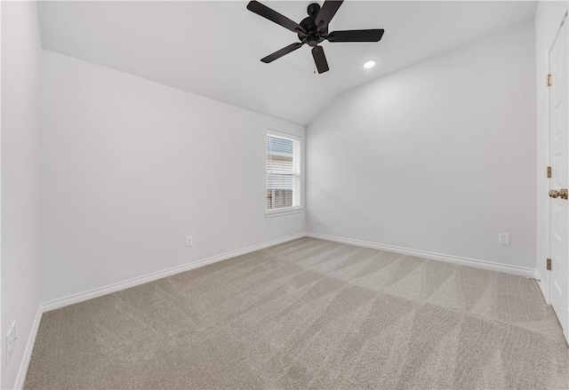 3702 Archer Falls Ct, College Station, TX 77845 - carpeted spare room featuring vaulted ceiling, ceiling fan, and recessed lighting