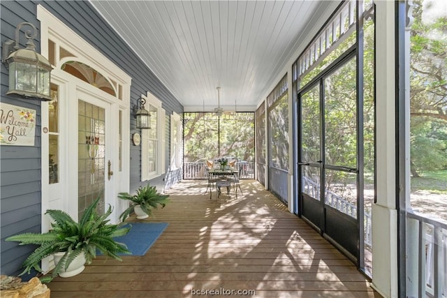 view of unfurnished sunroom