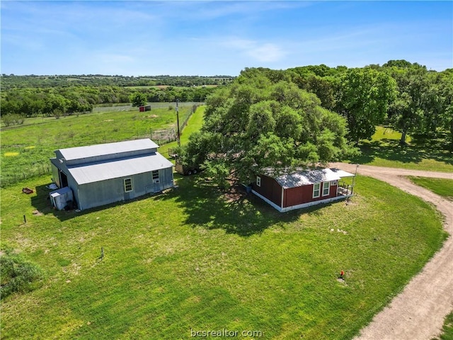 drone / aerial view with a rural view