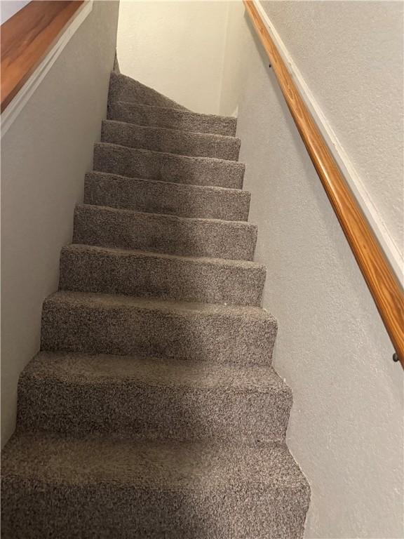 stairway with carpet flooring