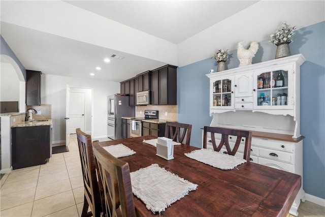 view of tiled dining space