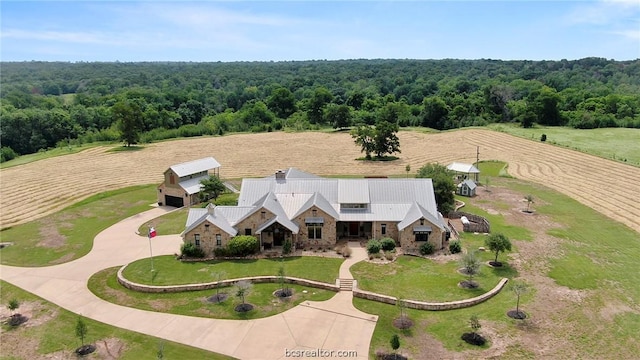 aerial view with a rural view