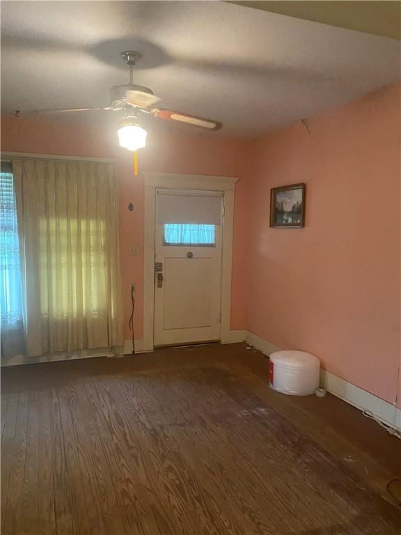 5225 Colorado St, Richards, TX 77873 - foyer with wood finished floors, ceiling fan, and healthy amount of natural light