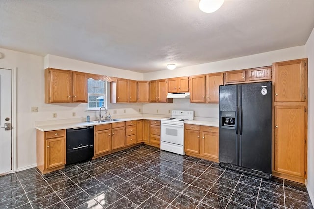 kitchen with sink and black appliances