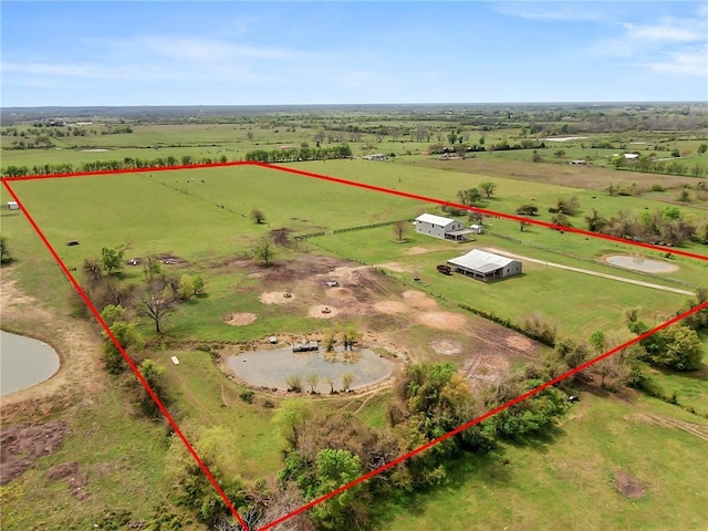 aerial view featuring a rural view