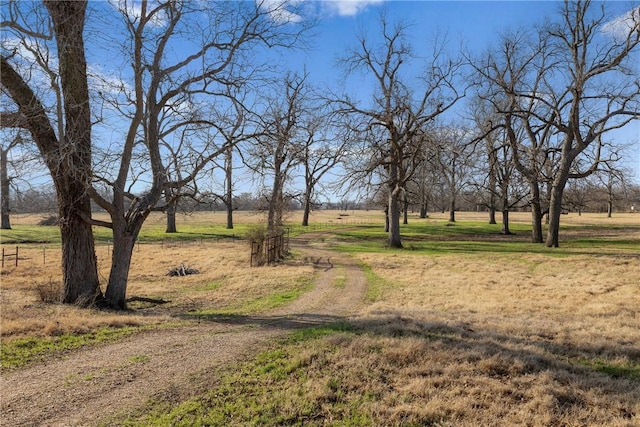 view of road with a rural view