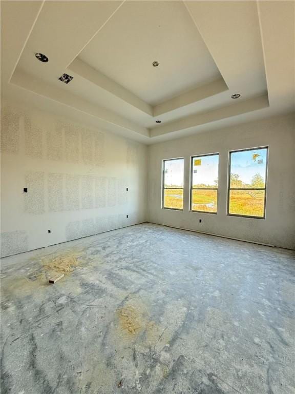 spare room featuring a raised ceiling