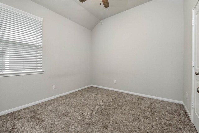 4706 Coyotillo Way, Bryan, TX 77807 - spare room featuring ceiling fan, carpet flooring, and lofted ceiling