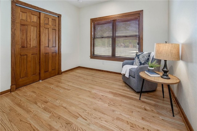 living area featuring light hardwood / wood-style flooring