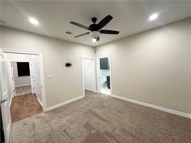 114 Hayes Church Rd, Franklin, TX 77856 - spare room with carpet floors, ceiling fan, and recessed lighting