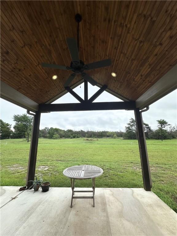 114 Hayes Church Rd, Franklin, TX 77856 - view of patio / terrace with ceiling fan