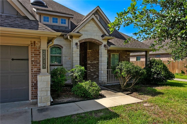 2515 Warkworth Ln, College Station, TX 77845 - view of front facade with stone siding, a shingled roof, brick siding, and board and batten siding