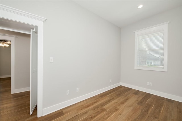 5012 Grayson Way, Bryan, TX 77802 - empty room with wood finished floors, recessed lighting, and ceiling fan