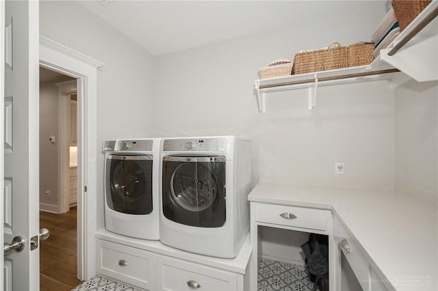 laundry room with laundry area and washing machine and clothes dryer