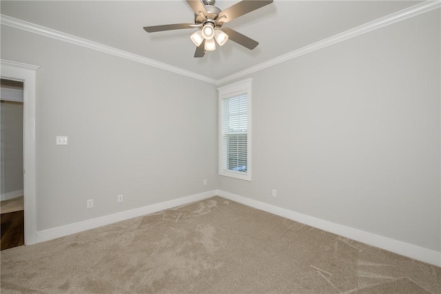 5012 Grayson Way, Bryan, TX 77802 - empty room featuring carpet, ornamental molding, and a ceiling fan