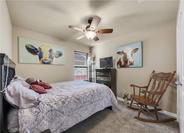 bedroom with carpet flooring and ceiling fan