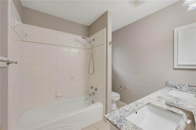 4213 Bedford Ct, Bryan, TX 77802 - bathroom featuring double vanity, tub / shower combination, and tile patterned floors