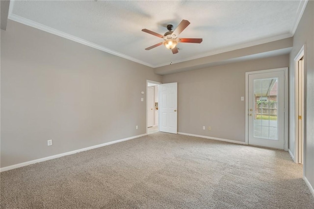 4213 Bedford Ct, Bryan, TX 77802 - spare room featuring crown molding, carpet, and ceiling fan