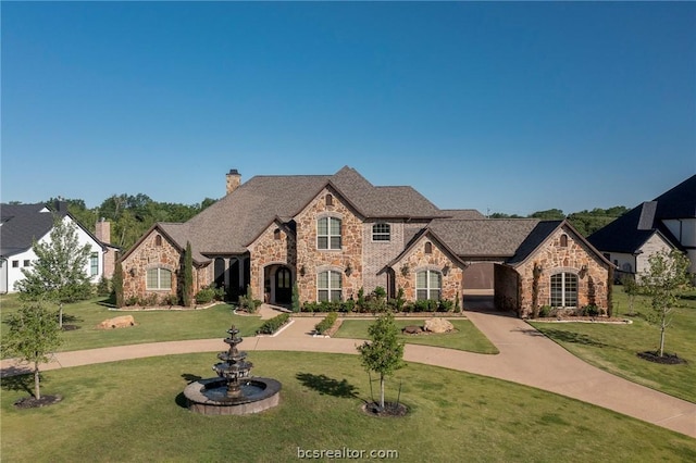 view of front of home with a front yard