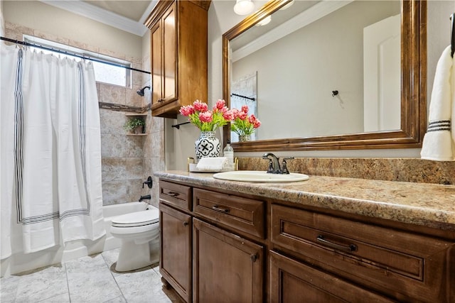 5104 Stonewater Loop, College Station, TX 77845 - full bathroom with crown molding, vanity, and shower / tub combo