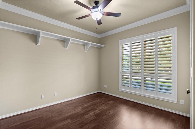 5104 Stonewater Loop, College Station, TX 77845 - empty room featuring wood finished floors, ceiling fan, and ornamental molding