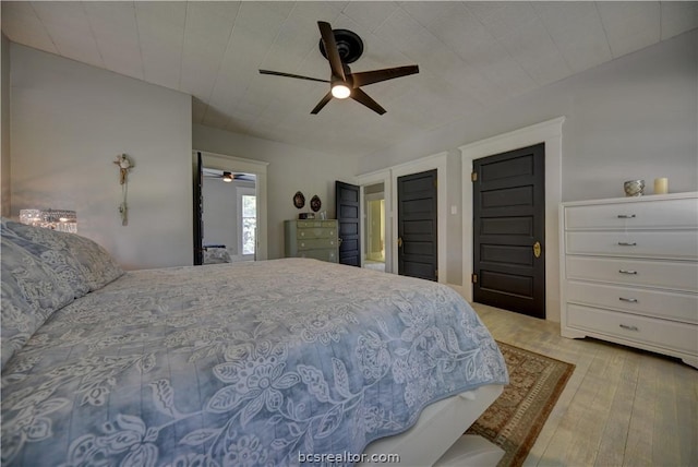 803 Holland St, Navasota, TX 77868 - bedroom with light hardwood / wood-style flooring and ceiling fan