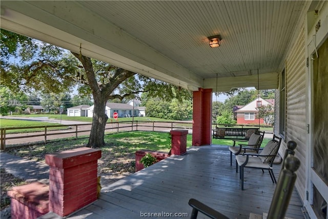 deck featuring covered porch