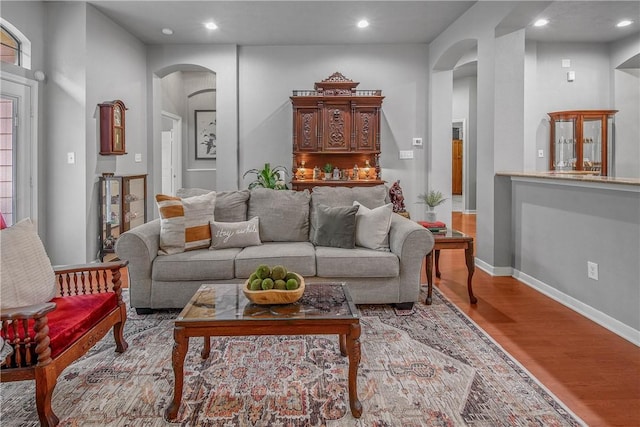 living room featuring light hardwood / wood-style flooring