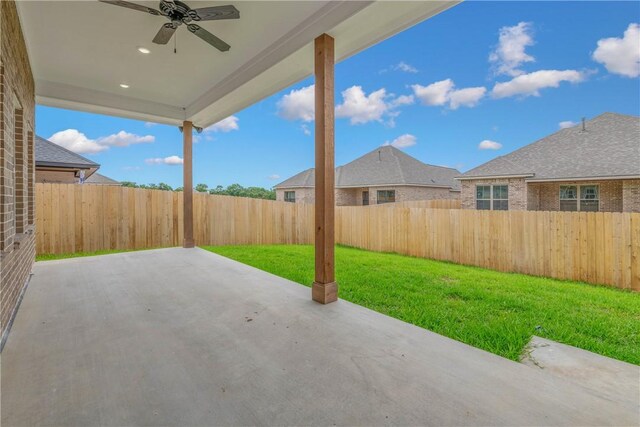 view of patio with ceiling fan