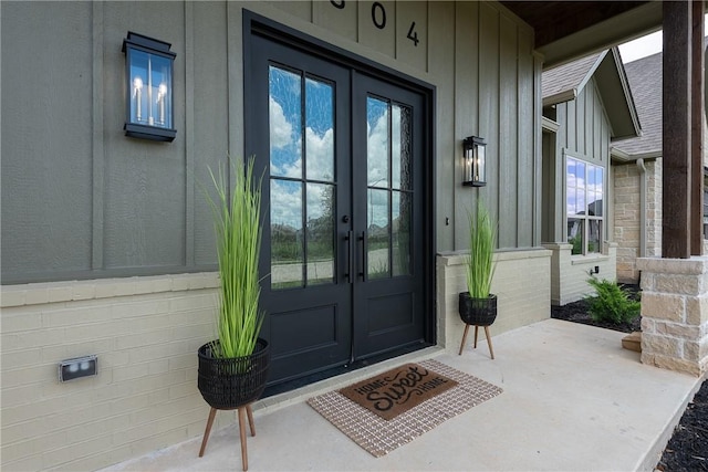 property entrance with french doors